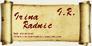 Irina Radnić vizit kartica